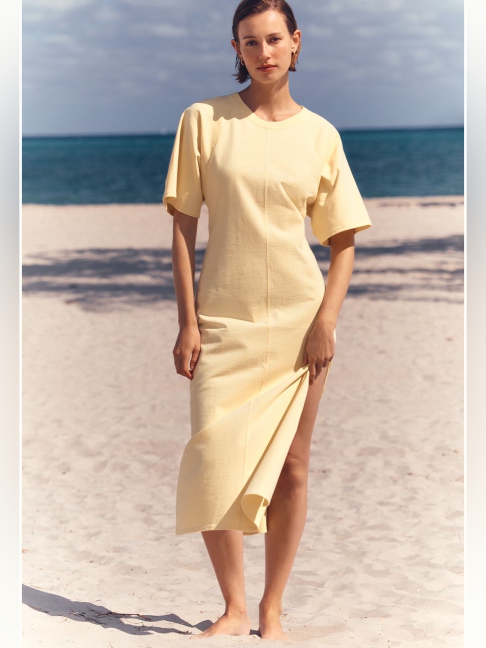 NWT Anthropologie Butter Yellow Maxi T Shirt Dress